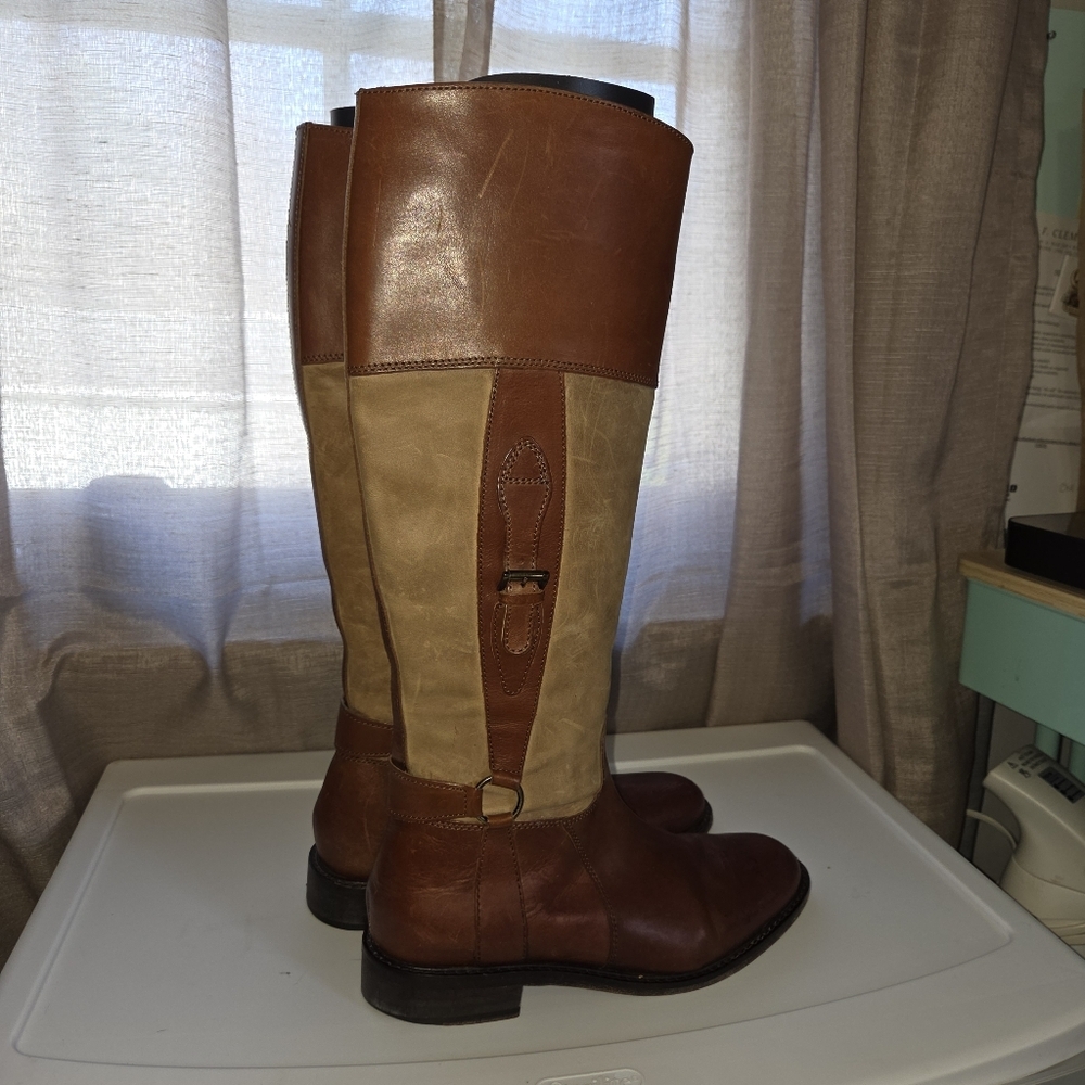 Johnston & Murphy Brown and Tan tall Leather Riding Boots - Picture 12 of 14